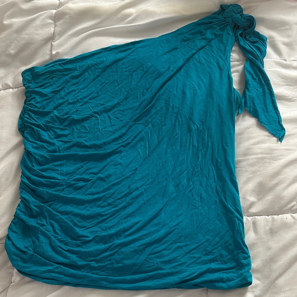 Jessica Simpson Teal One-Shoulder Knot-Detail Dress